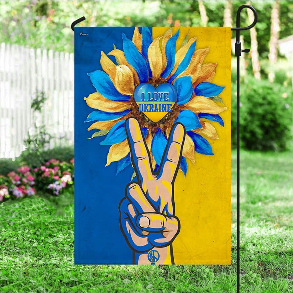 Ukraine Peace Sign Victory I Love Ukaraine Flag NNT458F