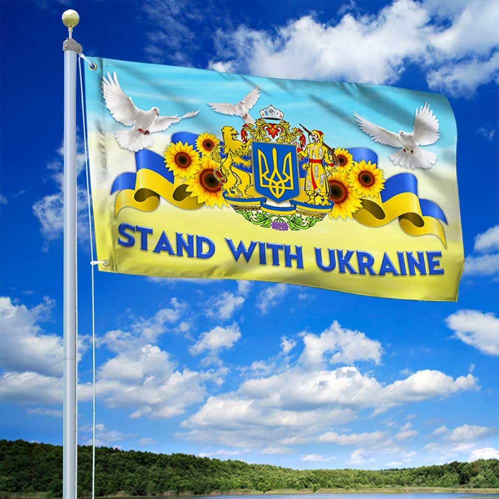 Ukraine The Trident Sunflower Grommet Flag Stand With Ukraine DBD3420GF