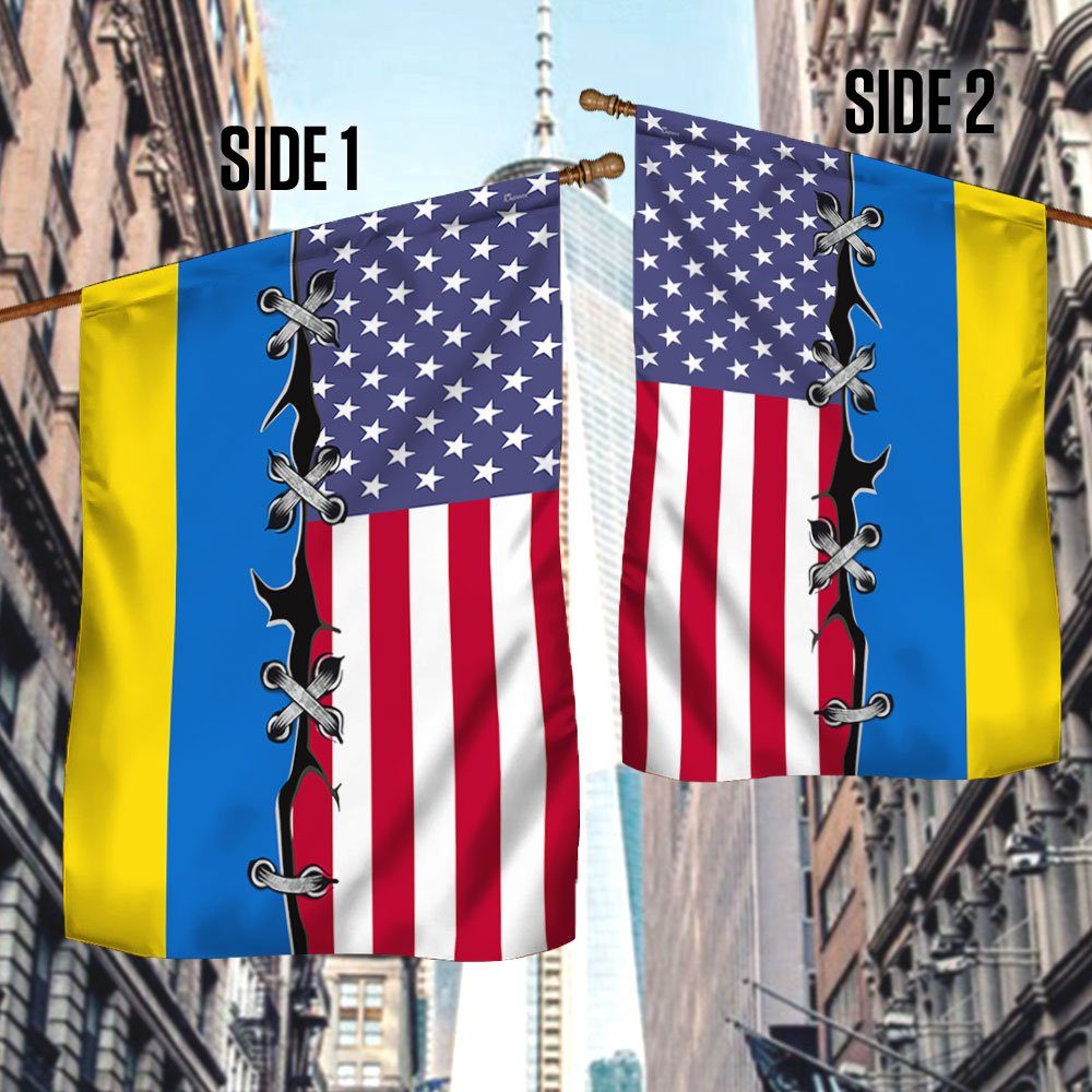 Ukrainian American Flag Stand With Ukraine Flag TRL1969F