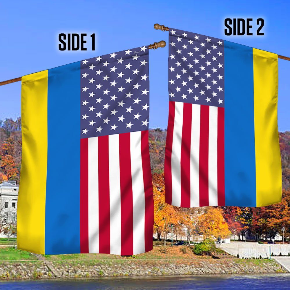 Ukrainian American Flag Stand With Ukraine Flag TRL1969Fv1