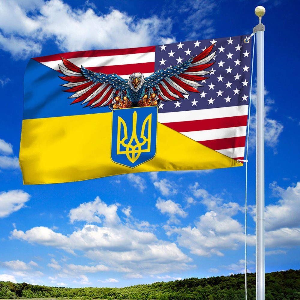 Ukrainian Flag American Ukrainian Grommet Flag TRL1871GF