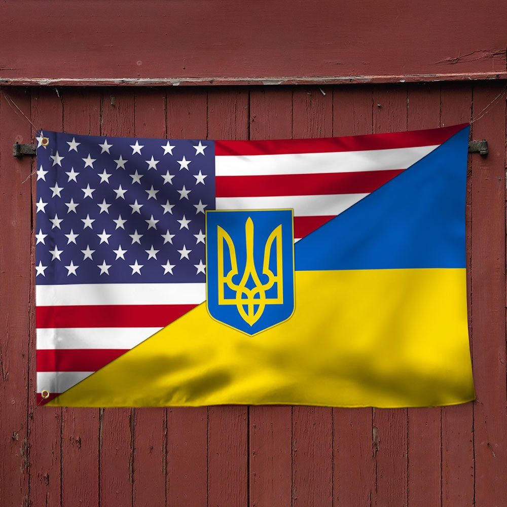 Ukrainian Flag American Ukrainian Grommet Flag TRL1871GFv1