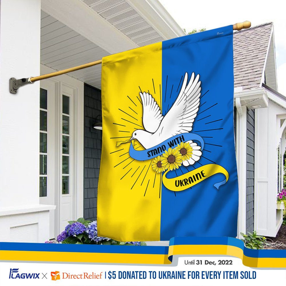 Ukrainian Flag Dove Peace Stand With Ukraine Sunflower Flag TRV1972F