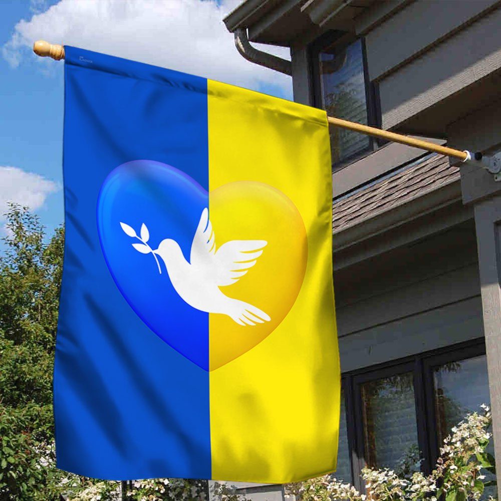 Ukrainian Flag Peace Ukraine Dove Flag QTR04F