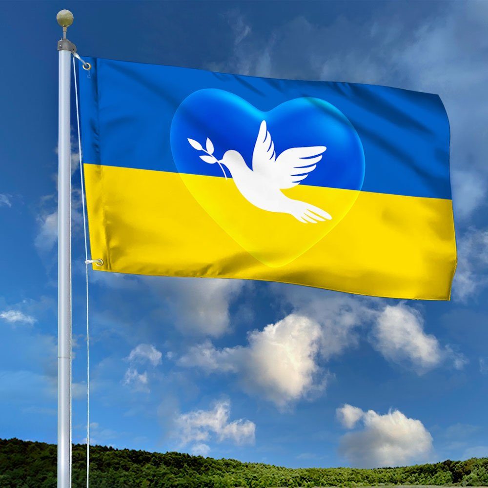 Ukrainian Flag Peace Ukraine Dove Grommet Flag QTR04GF