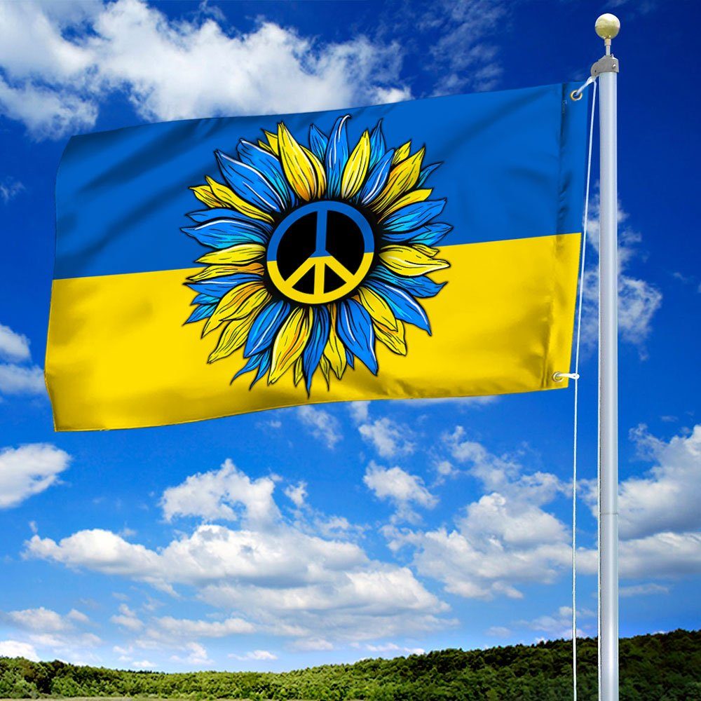 Ukrainian Flag Sunflower Ukraine Grommet Flag QTR03GF