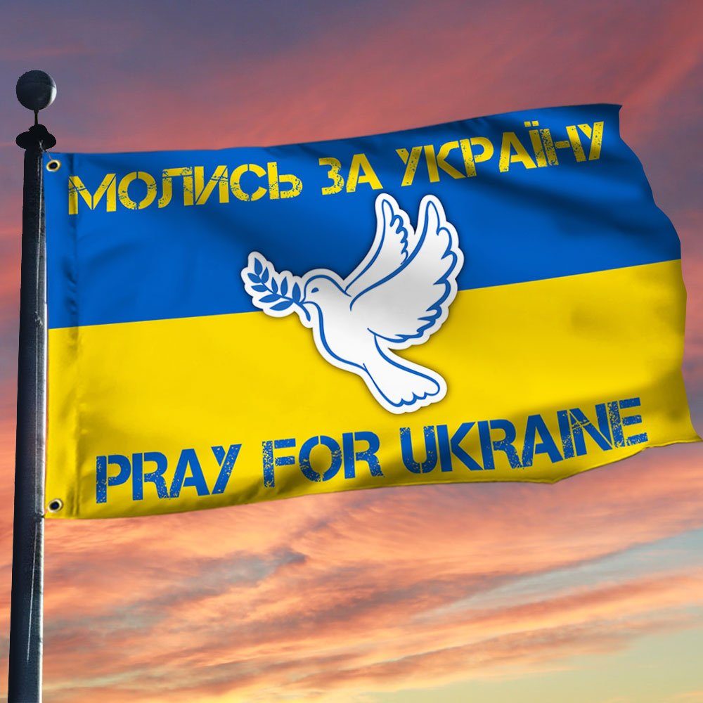 Ukrainian Grommet Flag Pray for Ukraine BNL544GF