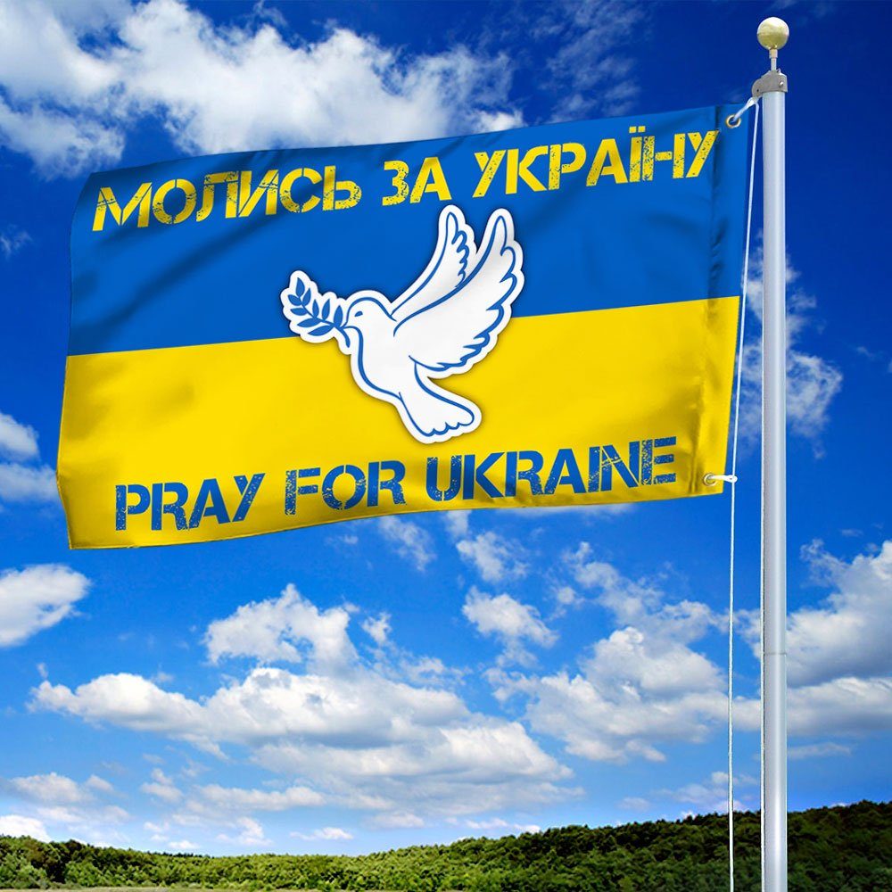 Ukrainian Grommet Flag Pray for Ukraine BNL544GF