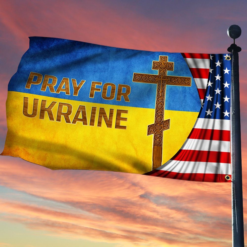 Ukrainian Grommet Flag Pray for Ukraine BNT533GF