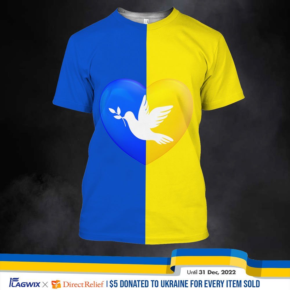 Ukrainian Shirt Peace Ukraine Dove Flag 3D T-Shirt QTR04TS