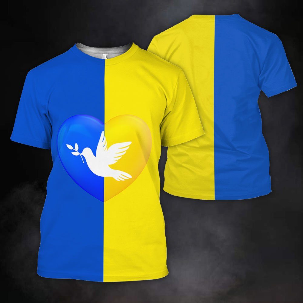 Ukrainian Shirt Peace Ukraine Dove Flag 3D T-Shirt QTR04TS