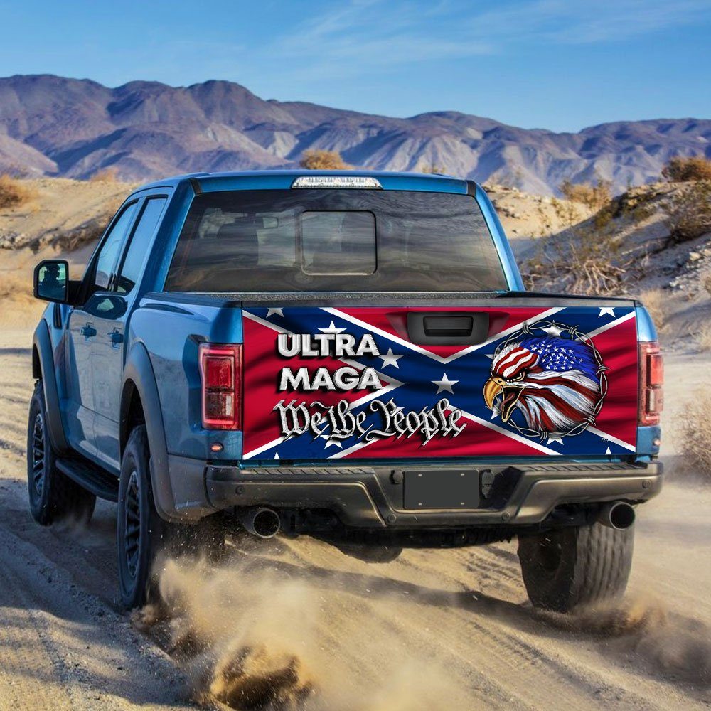 Ultra MAGA Truck Tailgate Decal Sticker Wrap We The People Southern Confederate Flag TQN145TDv1