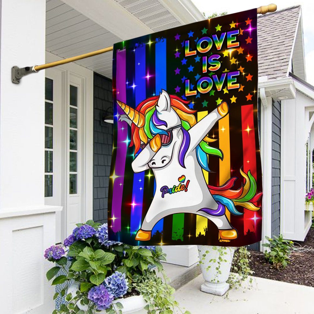 Unicorn Love Is Love, Pride LGBT Rainbow Flag TPT56F