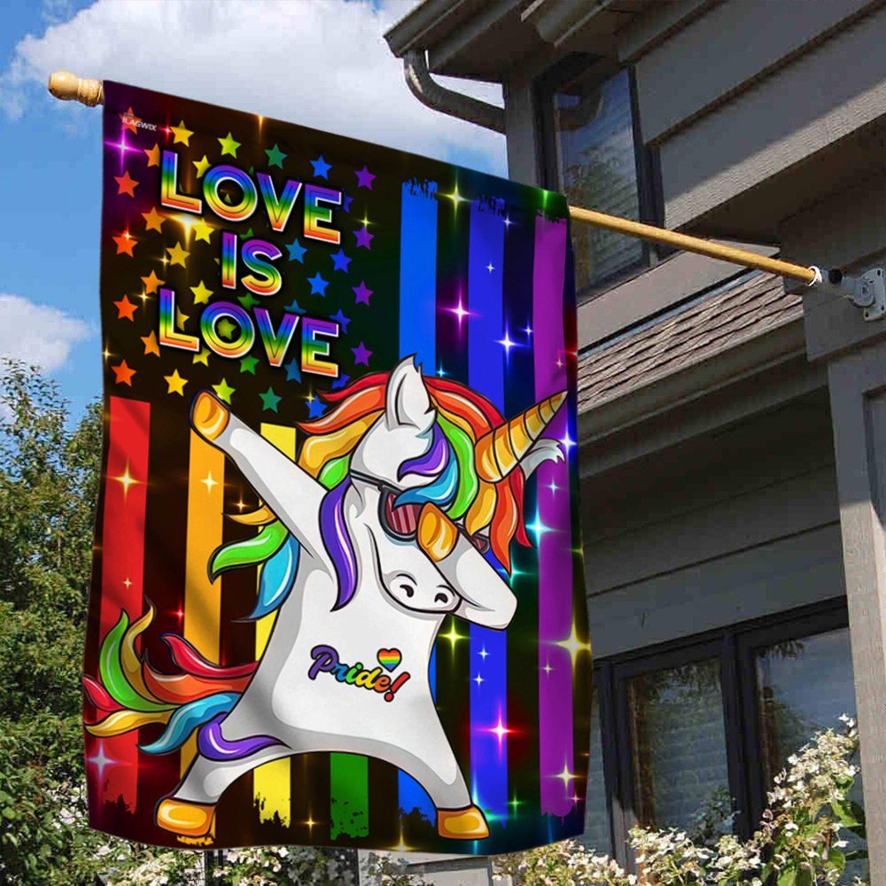 Unicorn Love Is Love, Pride LGBT Rainbow Flag TPT56F