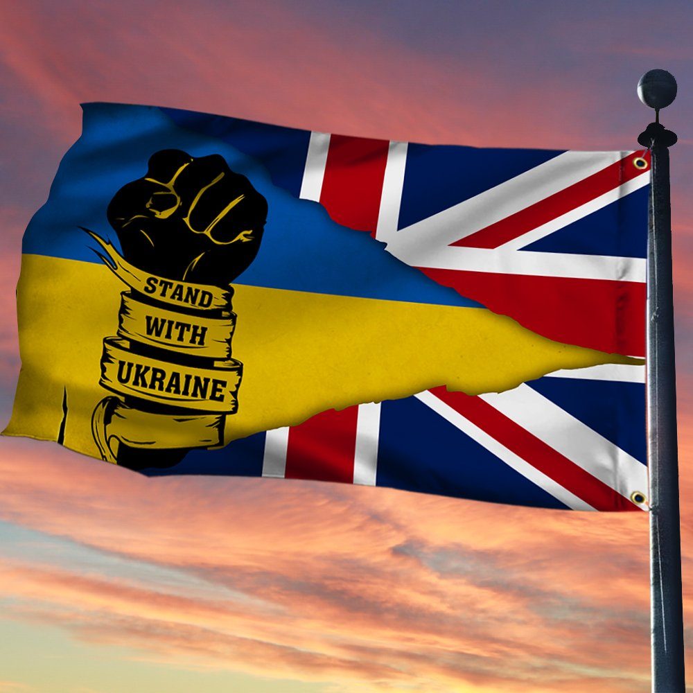 United Kingdom And Ukraine Grommet Flag Stand With Ukraine BNT519GFv3