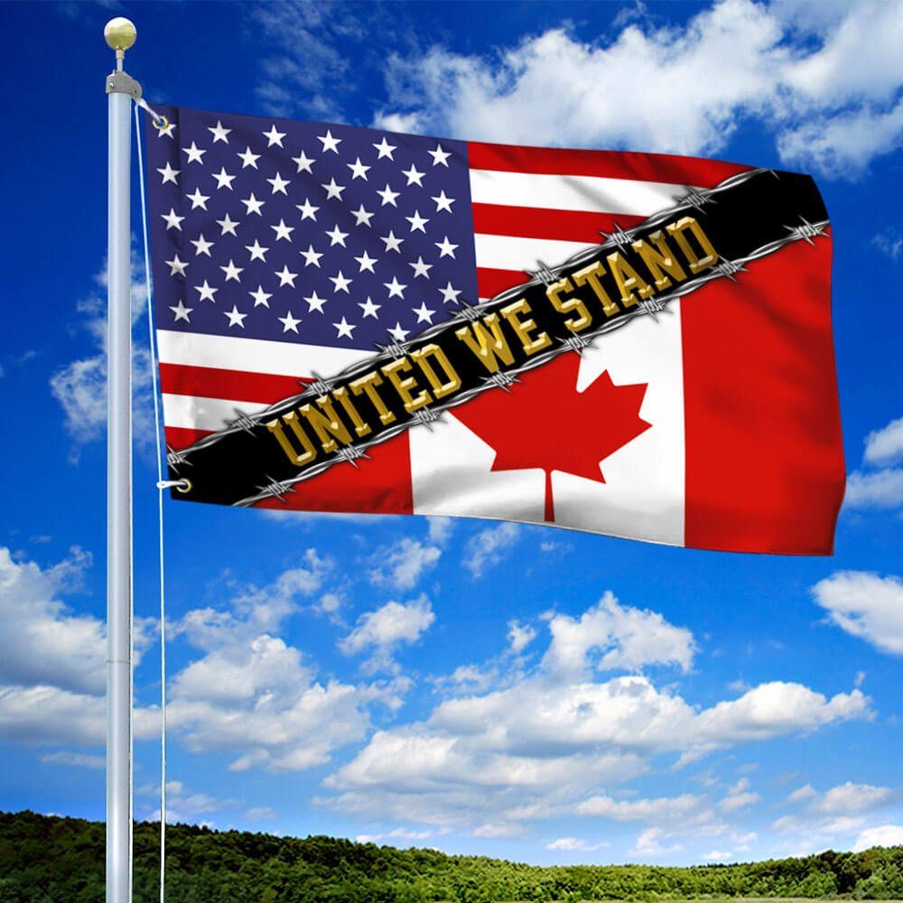 United We Stand, Truckers For Freedom, Mandate Freedom, American Canadian Grommet Flag THB3748GF