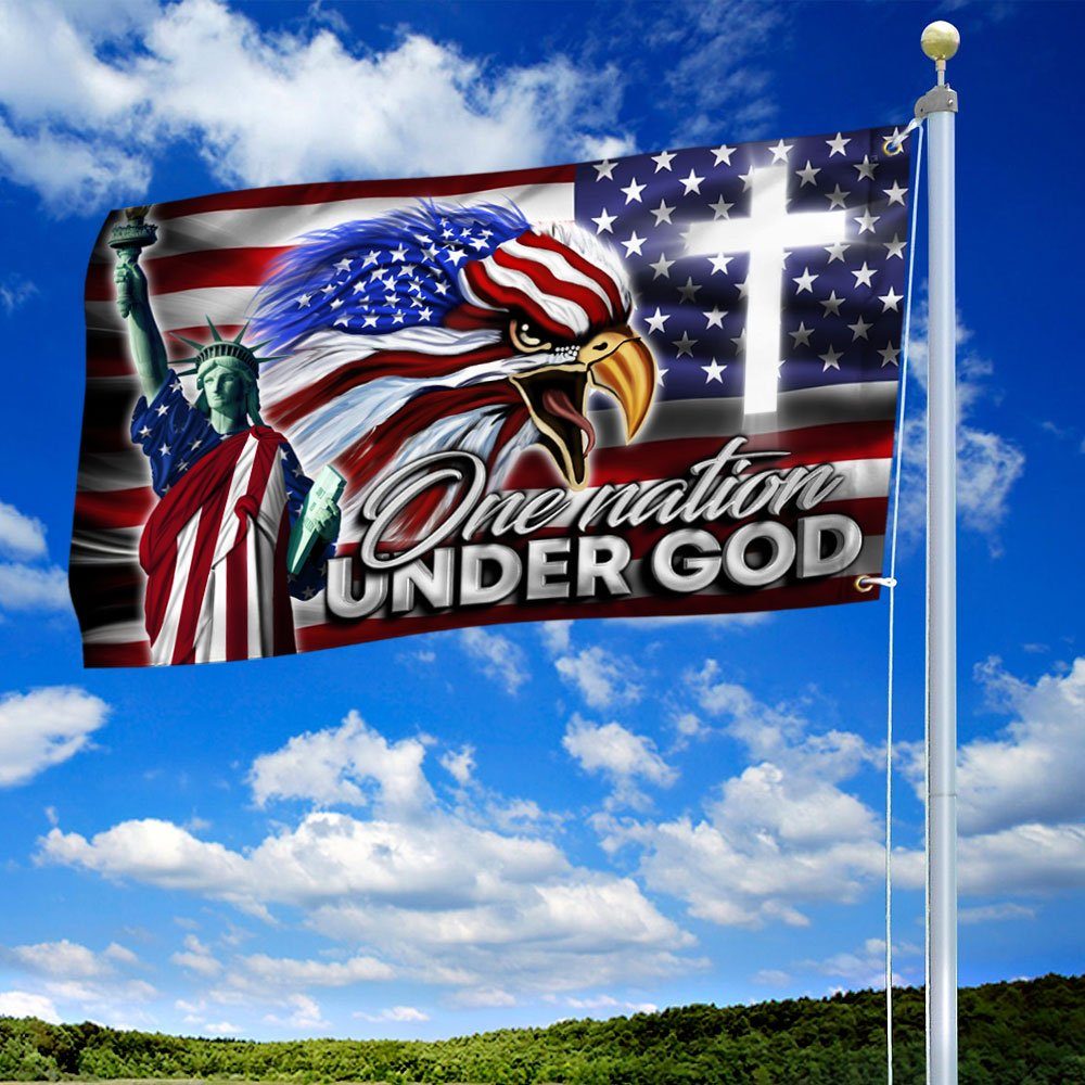 US Eagle Cross Freedom Grommet Flag One Nation Under God LNT228GF