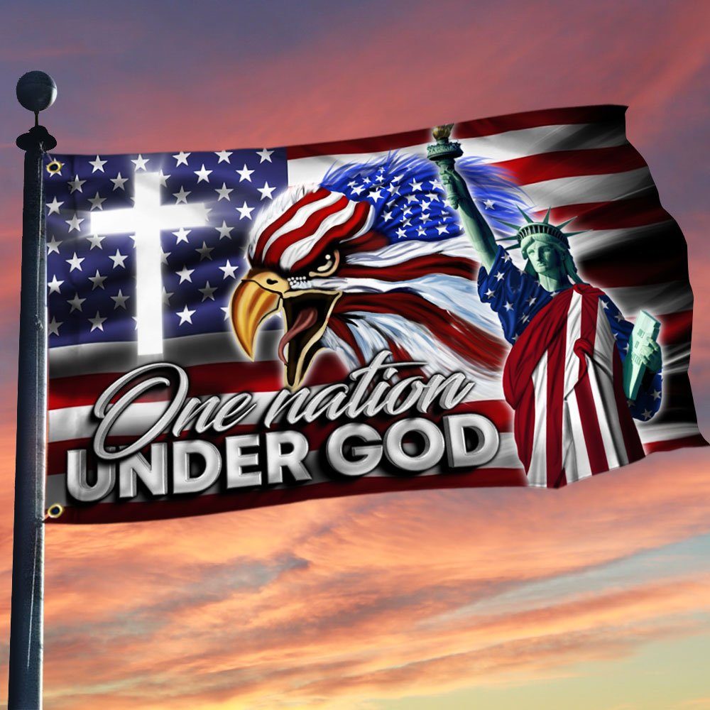 US Eagle Cross Freedom Grommet Flag One Nation Under God LNT228GF