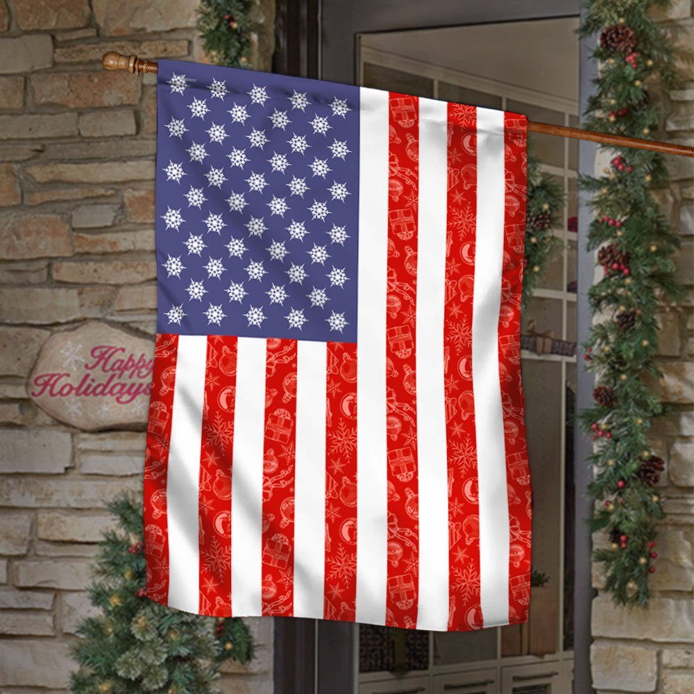 US Flag Merry Christmas American Flag TRL1547F