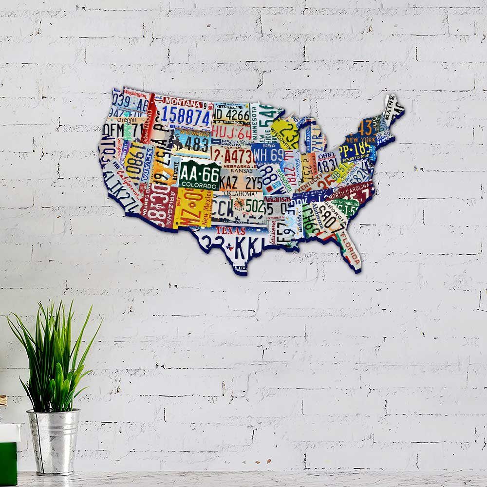 US License Plate Map Hanging Metal Sign DBD3437MS