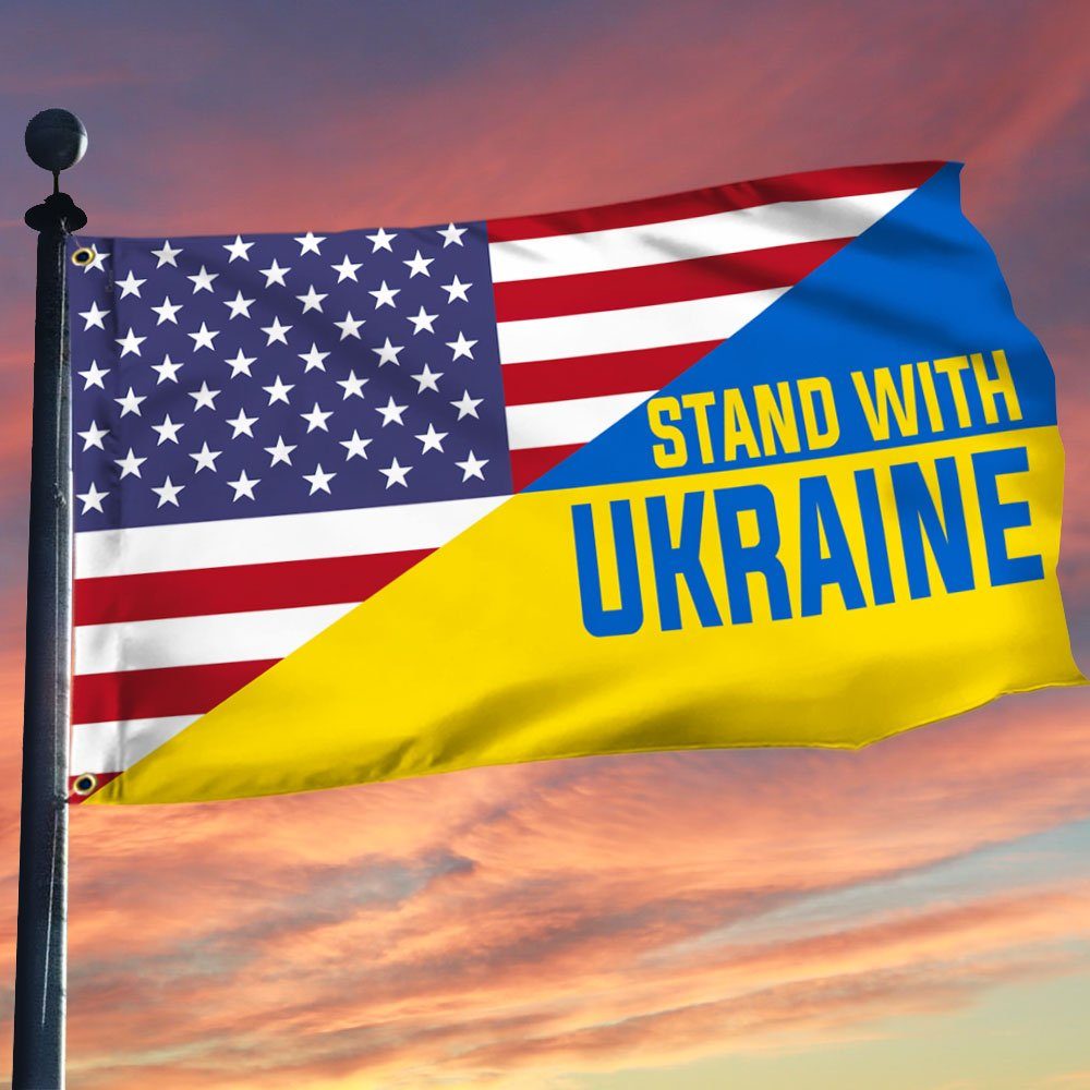 US Ukraine Grommet Flag Stand With Ukraine DDH3333GF