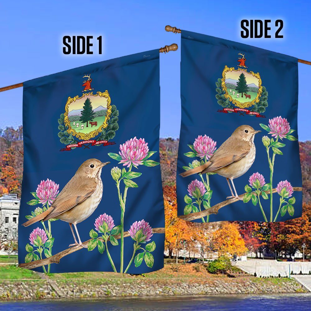 Vermont Flag Hermit Thrush and Red Clover BNN636F