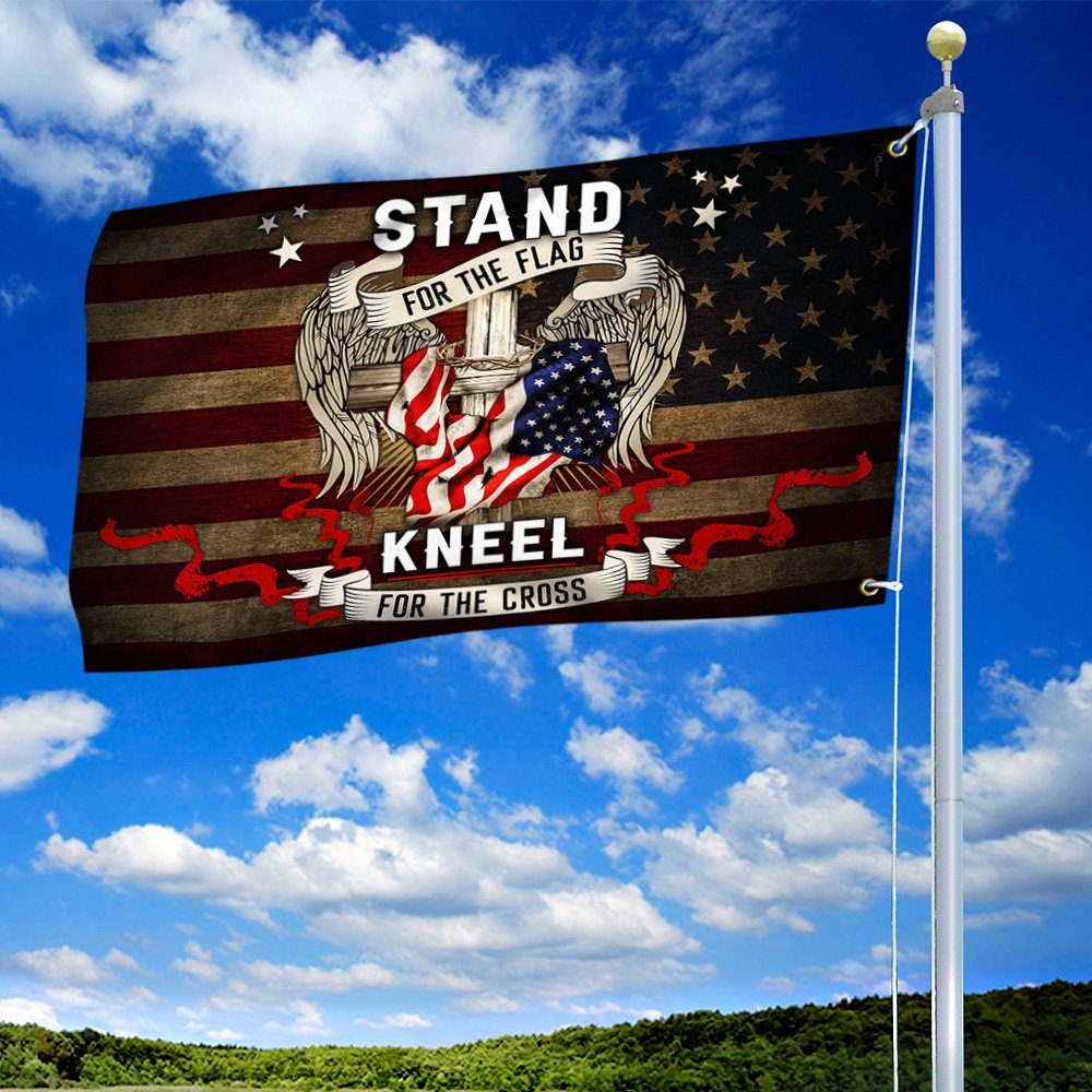 Veteran. Stand for The Flag Kneel for The Cross Grommet Flag MLN300GF