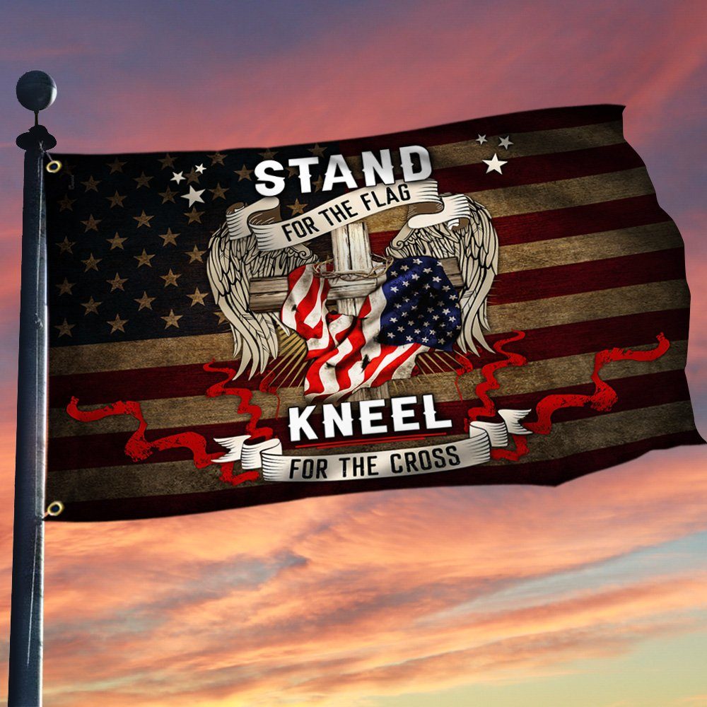 Veteran. Stand for The Flag Kneel for The Cross Grommet Flag MLN300GF