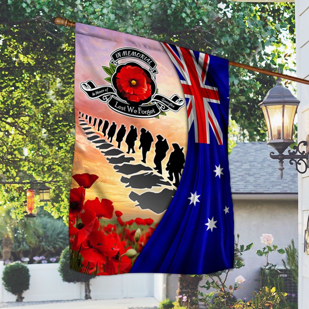 Veteran Australia Flag Lest We Forget Poppy Flowers Australian Veteran Flag MLN194Fv1