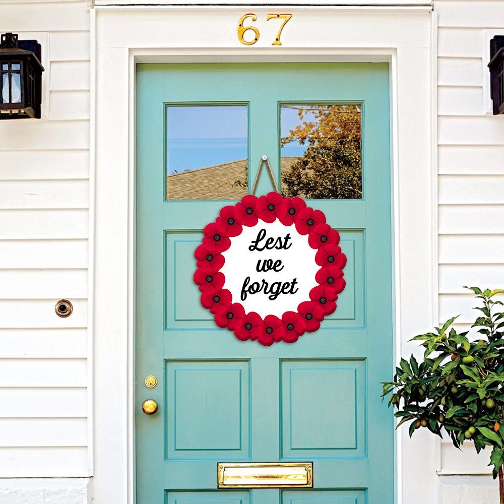 Veteran Door Hanger Remembrance Poppy Lest We Forget Door Sign TRV1868WD