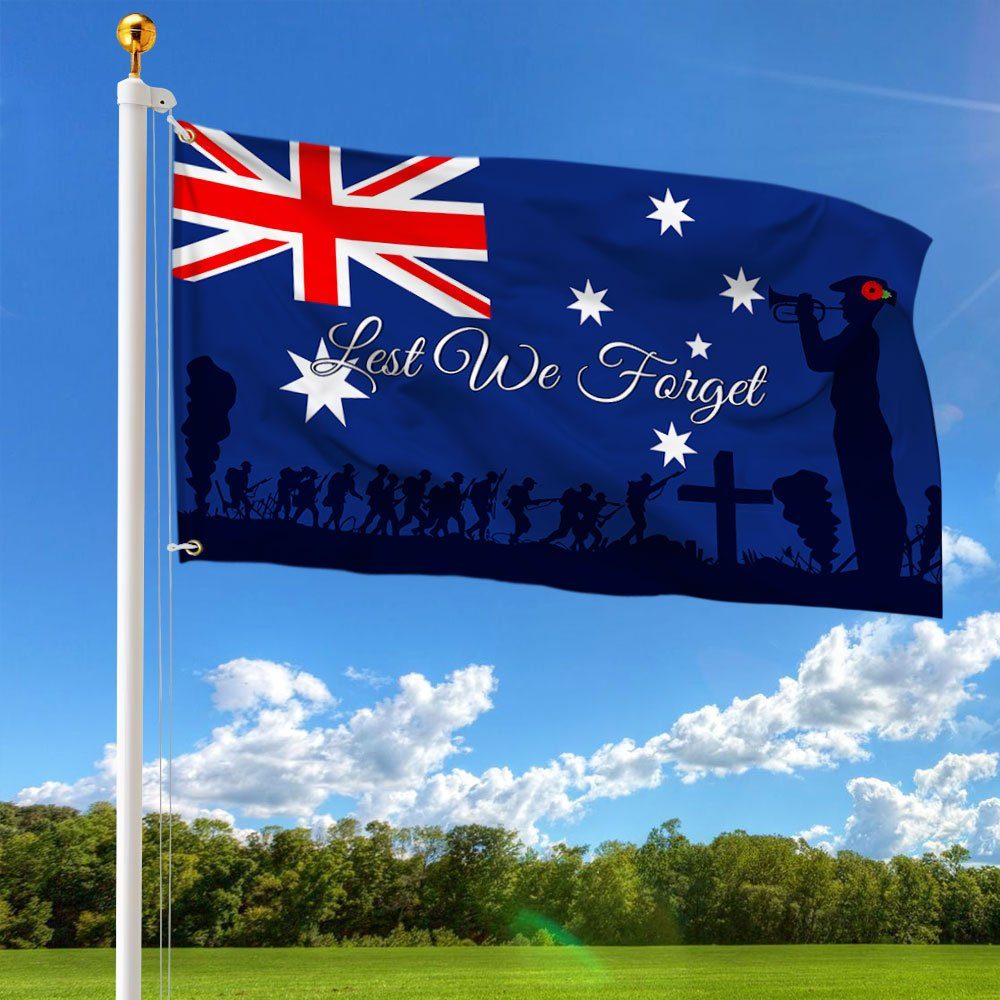 Veteran Flag Anzac Day Lest We Forget Australian Grommet Flag TRH1864GFv1