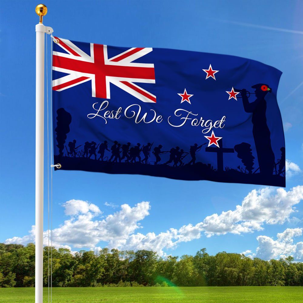 Veteran Flag Anzac Day Lest We Forget New Zealand Grommet Flag TRH1864GF