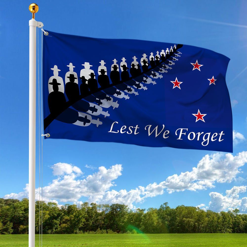 Veteran Flag Anzac Day Lest We Forget New Zealand Grommet Flag TRH1870GF