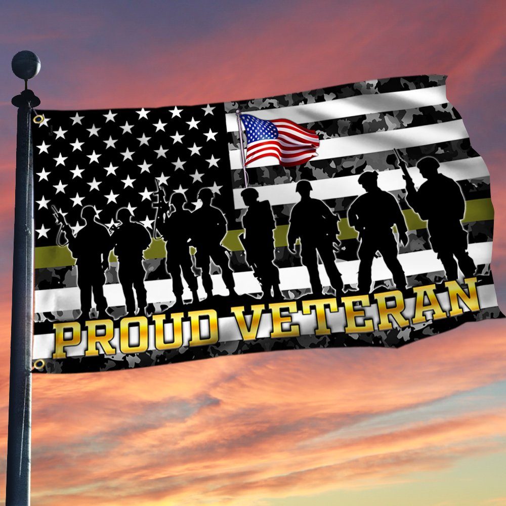 Veteran Flag Proud Veteran Thin Green Line Grommet Flag QTR212GF