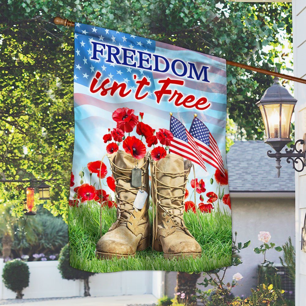 Veteran Flag Soldier Boots Memorial Day Independence Day Freedom Isn’t Free Flag MLN178F