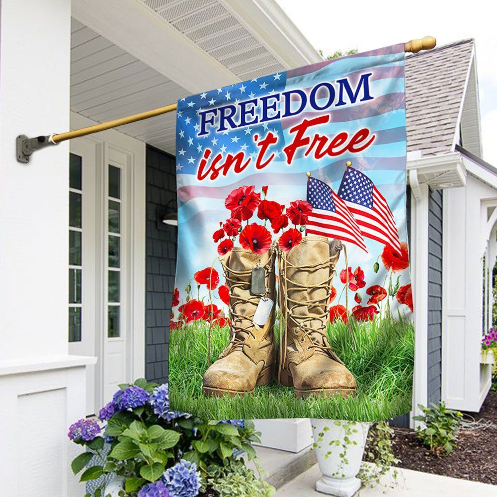 Veteran Flag Soldier Boots Memorial Day Independence Day Freedom Isn’t Free Flag MLN178F