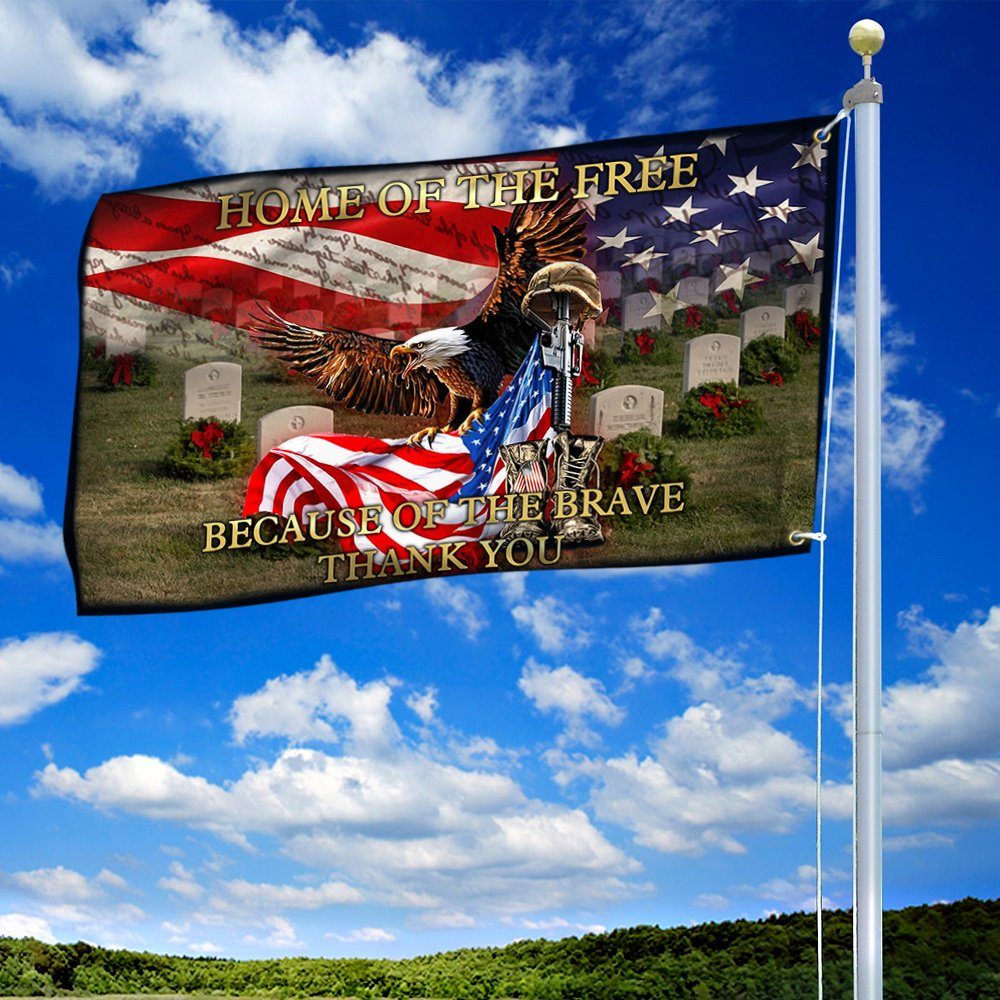 Veteran Grommet Flag Home of the Free, Because of the Brave ANT269GFv1