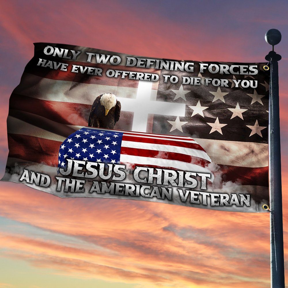 Veteran Grommet Flag Jesus Christ And The American Veteran ANT318GF