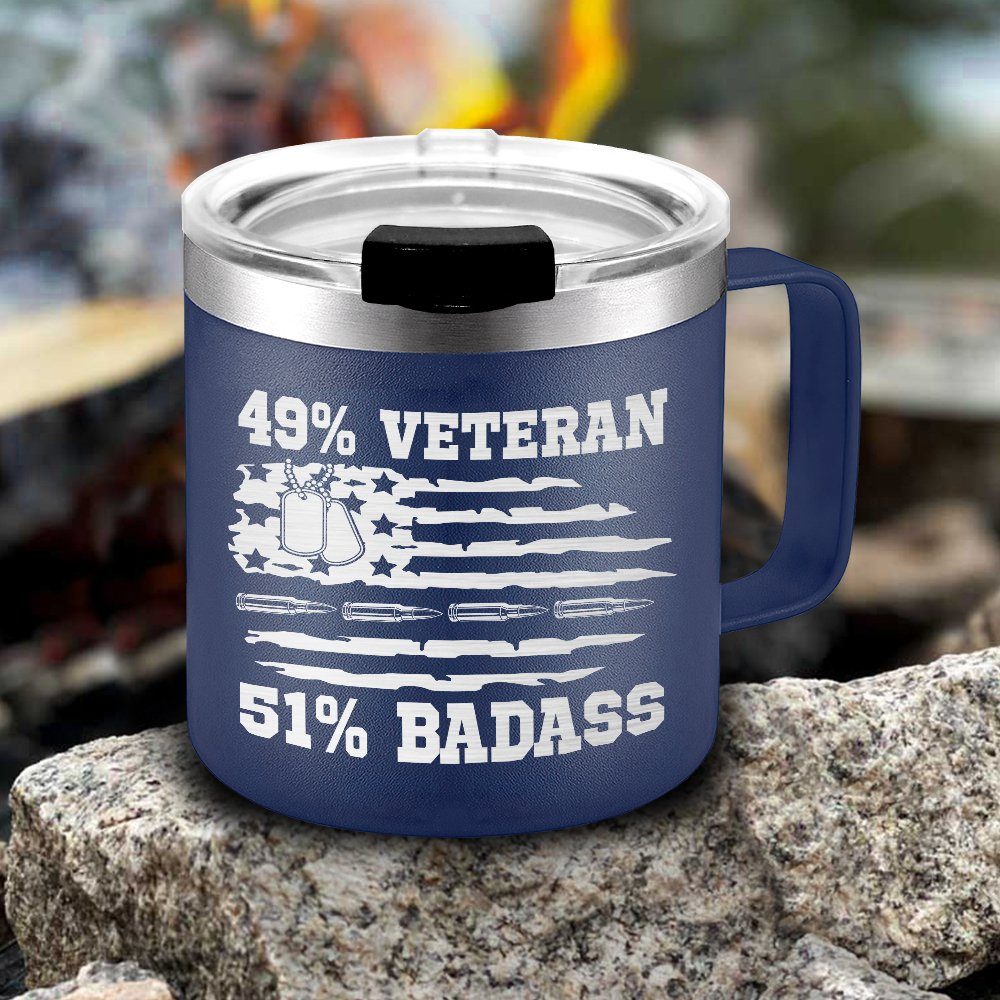 Veteran Insulated Coffee Mug 49% Veteran 51% Badass BNN202CM