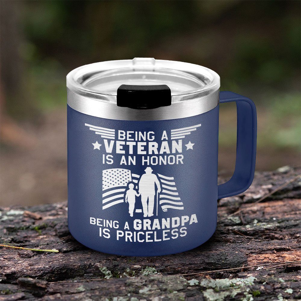 Veteran Insulated Coffee Mug Being A Veteran Is An Honor Being A Grandpa Is Priceless TQN261CM