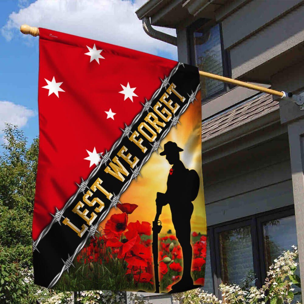 Veteran Poppy Remembrance Day Lest We Forget. Australian Red Southern Cross Flag THB3304Fv1