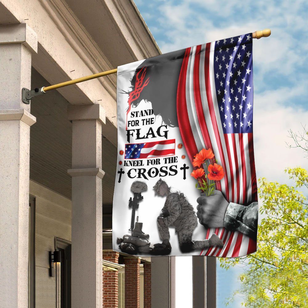 Veteran Stand For The Flag Kneel For The Cross Flag