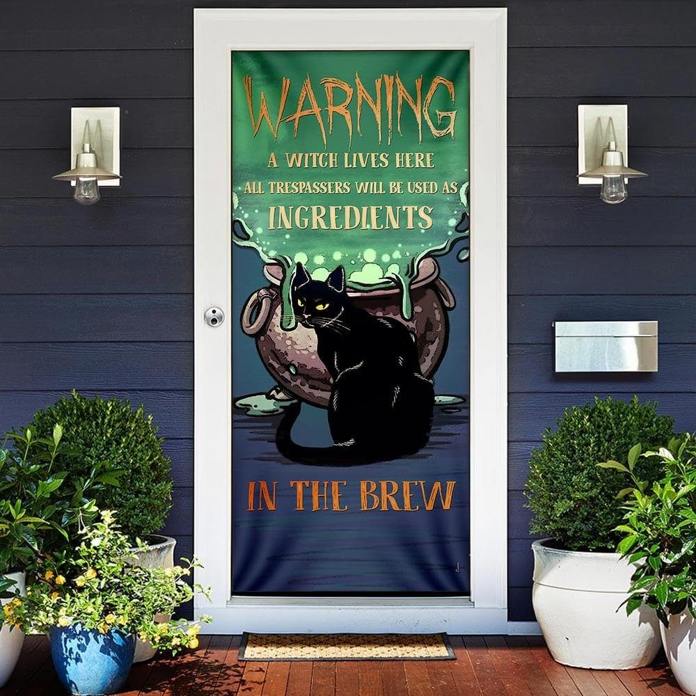 Warning A Witch Lives Here Door Cover