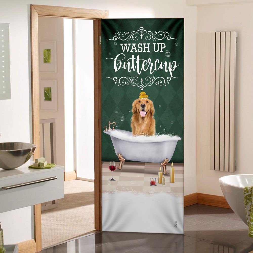 Wash Up Buttercup Golden Retriever Door Cover