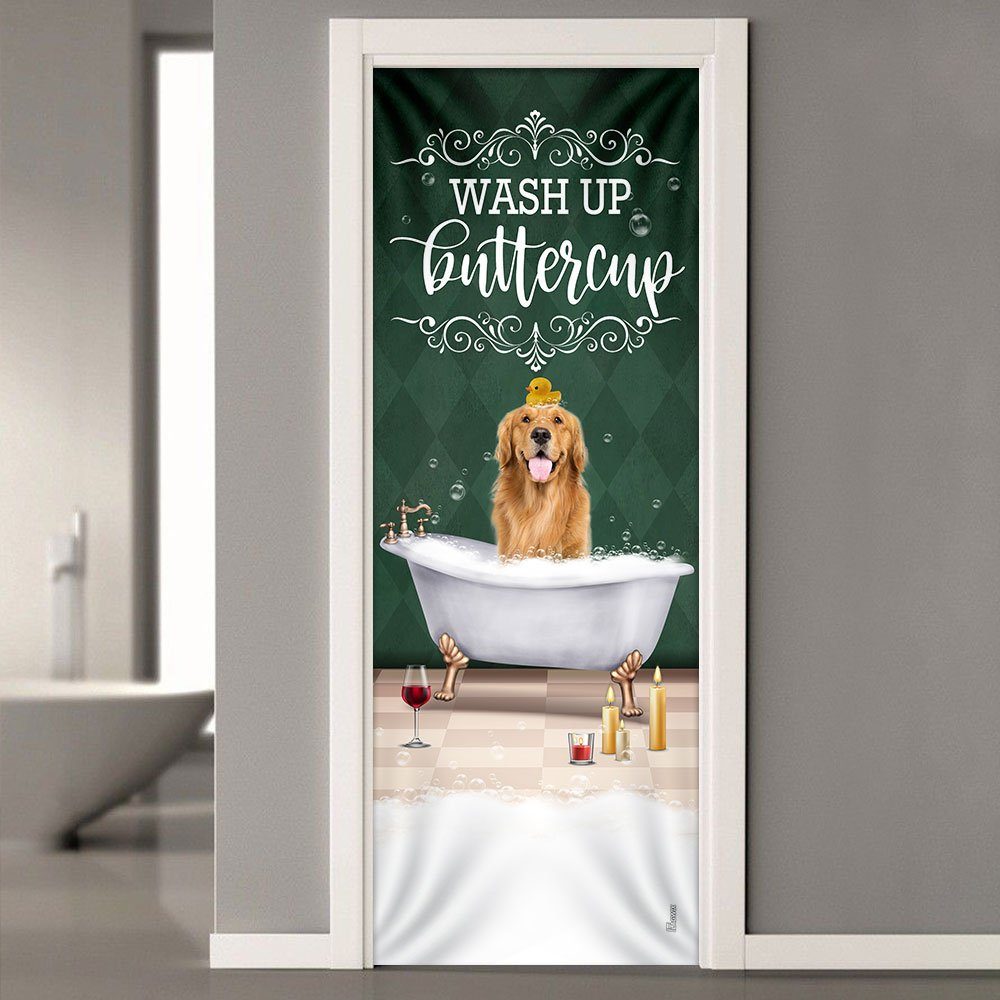 Wash Up Buttercup Golden Retriever Door Cover