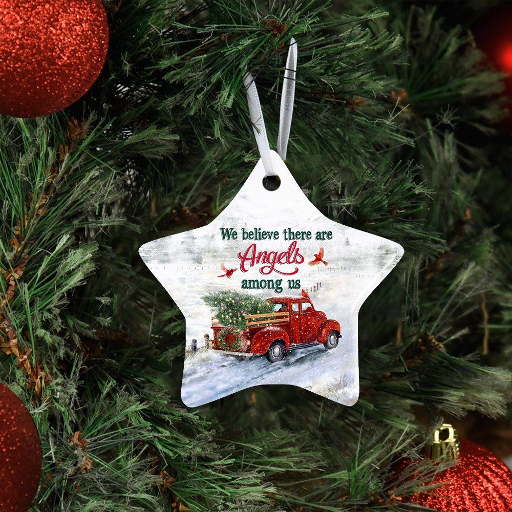 We Believe There Are Angels Among Us Cardinals Ceramic Ornament