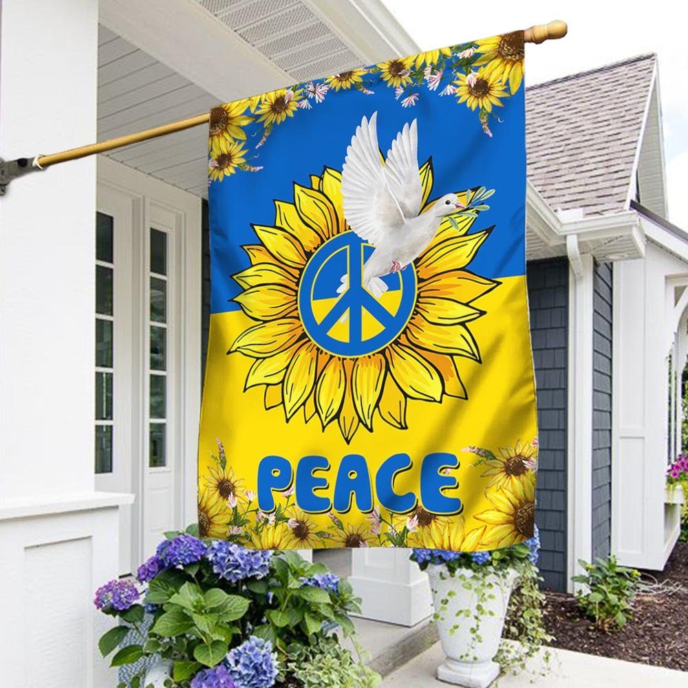 We Stand With Ukraine Flag Peace For Ukraine Hippie Peace Dove Flag MLN855F