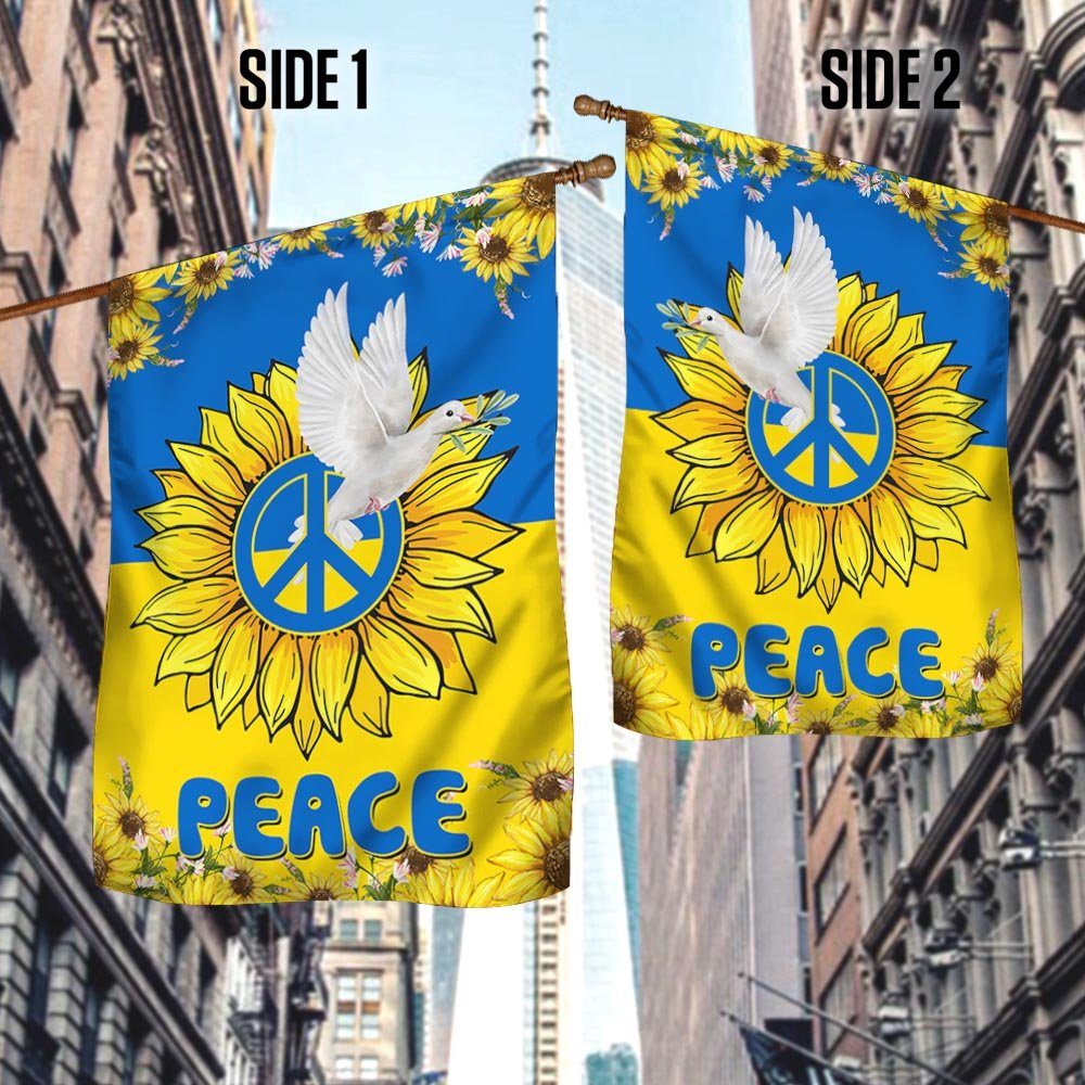 We Stand With Ukraine Flag Peace For Ukraine Hippie Peace Dove Flag MLN855F