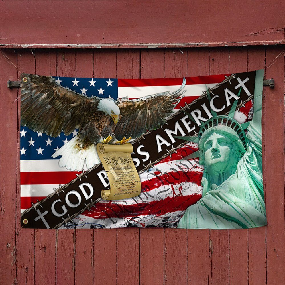 We The People Bald Eagle Grommet Flag God Bless America MLH2267GF