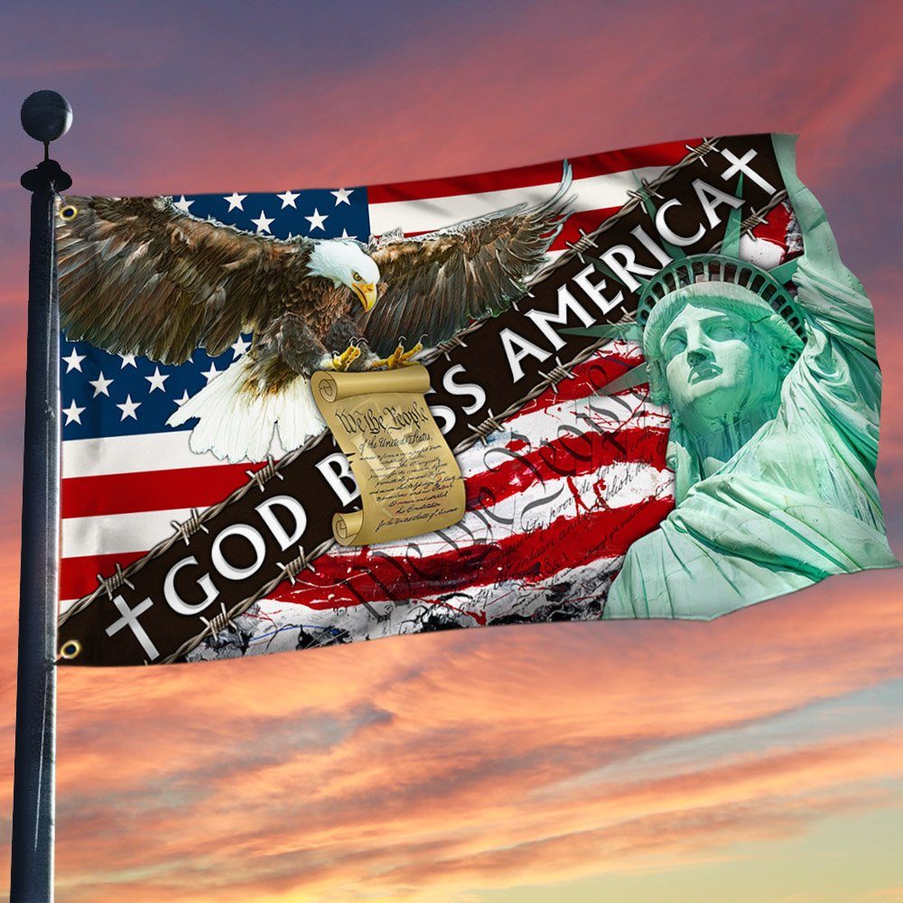 We The People Bald Eagle Grommet Flag God Bless America MLH2267GF